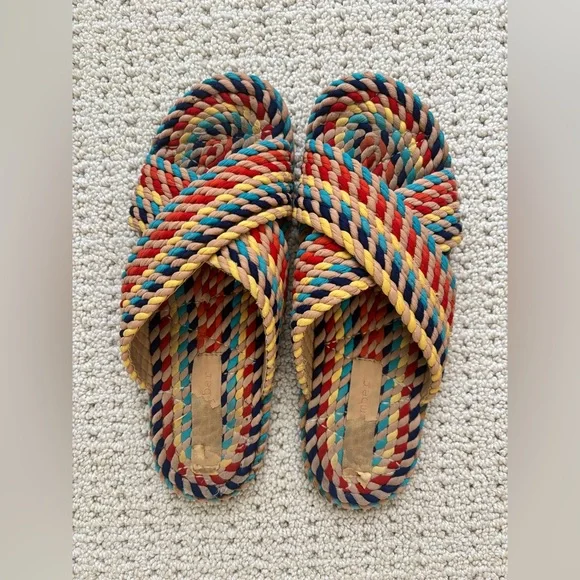 Salt+Umber Braided Rope Slide Sandals - Multi - Sz 9 - Picture 2 of 3